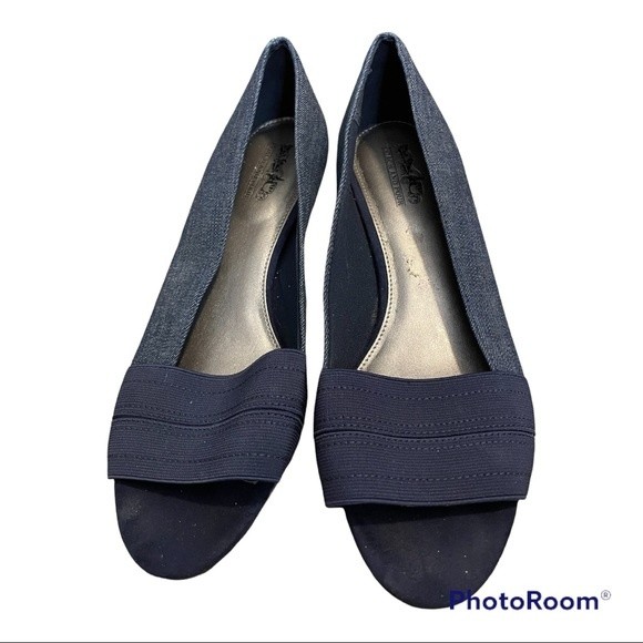 Denim Peep Toe Wedge Size 9